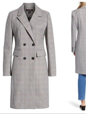 Halogen Structured Plaid Coat